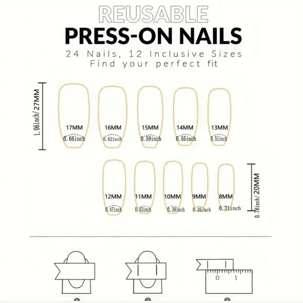 24 Pieces Fake Press On Nails